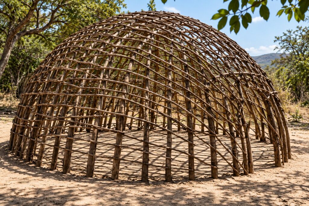 charpente d'une hutte zouloue