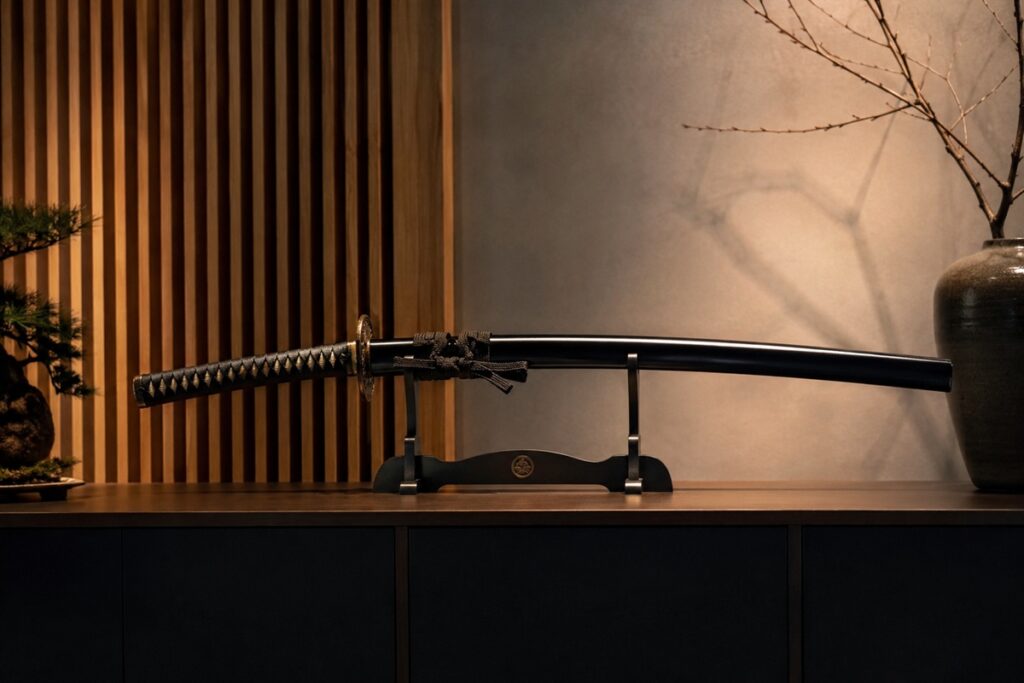 Katana japonaise dans un intérieur zen