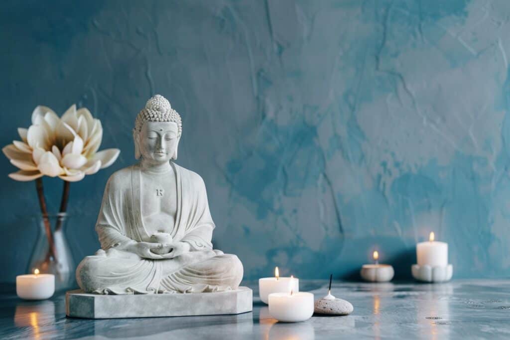 statue de bouddha posée sur un meuble