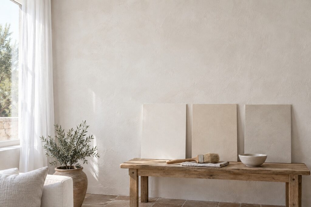 Mur de chaux aux teintes subtiles
