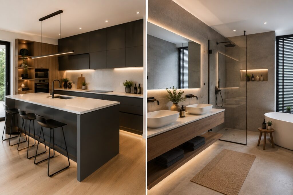 Cuisine et salle de bain contemporaines