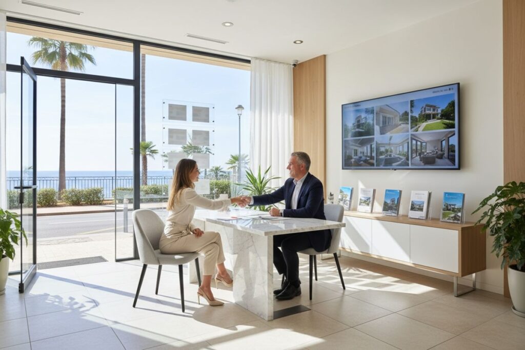 intérieure d'une agence immobilière lumineuse
