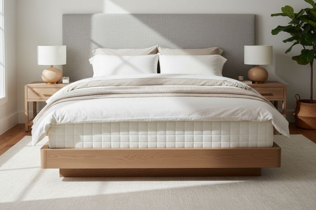 grand lit adulte dans une chambre