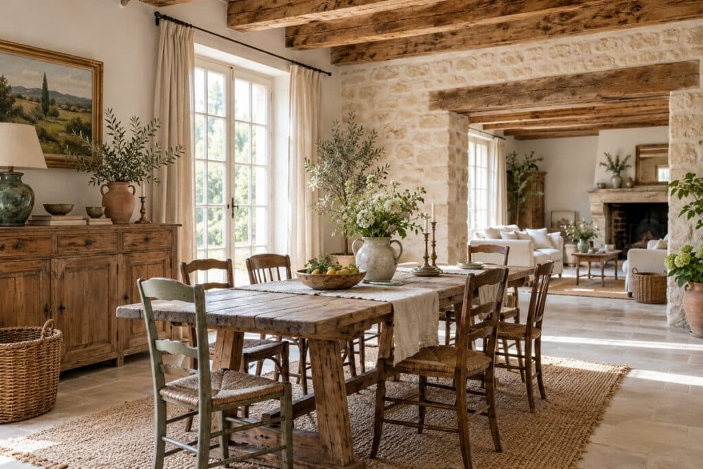 salle à manger de style maison de campagne
