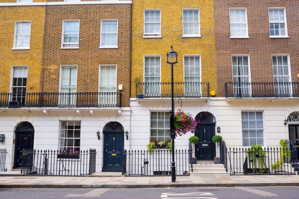 façade de maisons géorgiennes à Londres