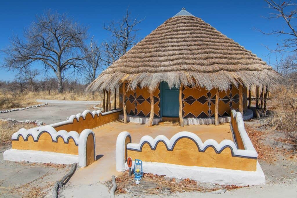 hutte traditionnelle du Botswana