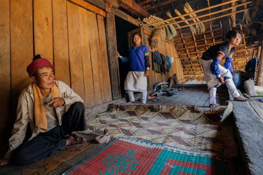 intérieur maison Palaung au Myanmar