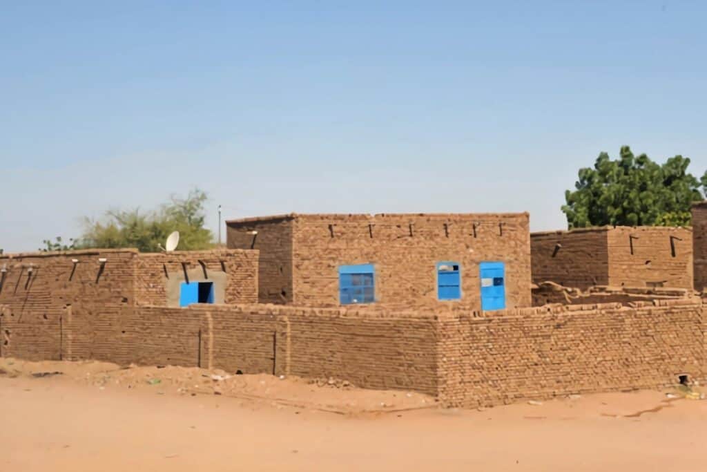 maisons en brique de boue au Soudan