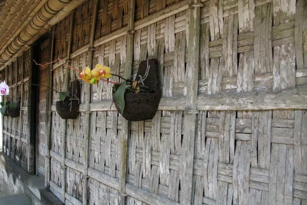 mur de maison en tressage