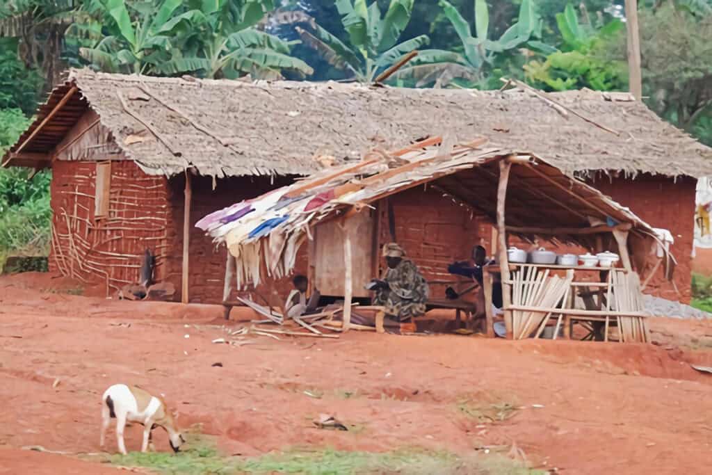 maison en torchis au Gabon