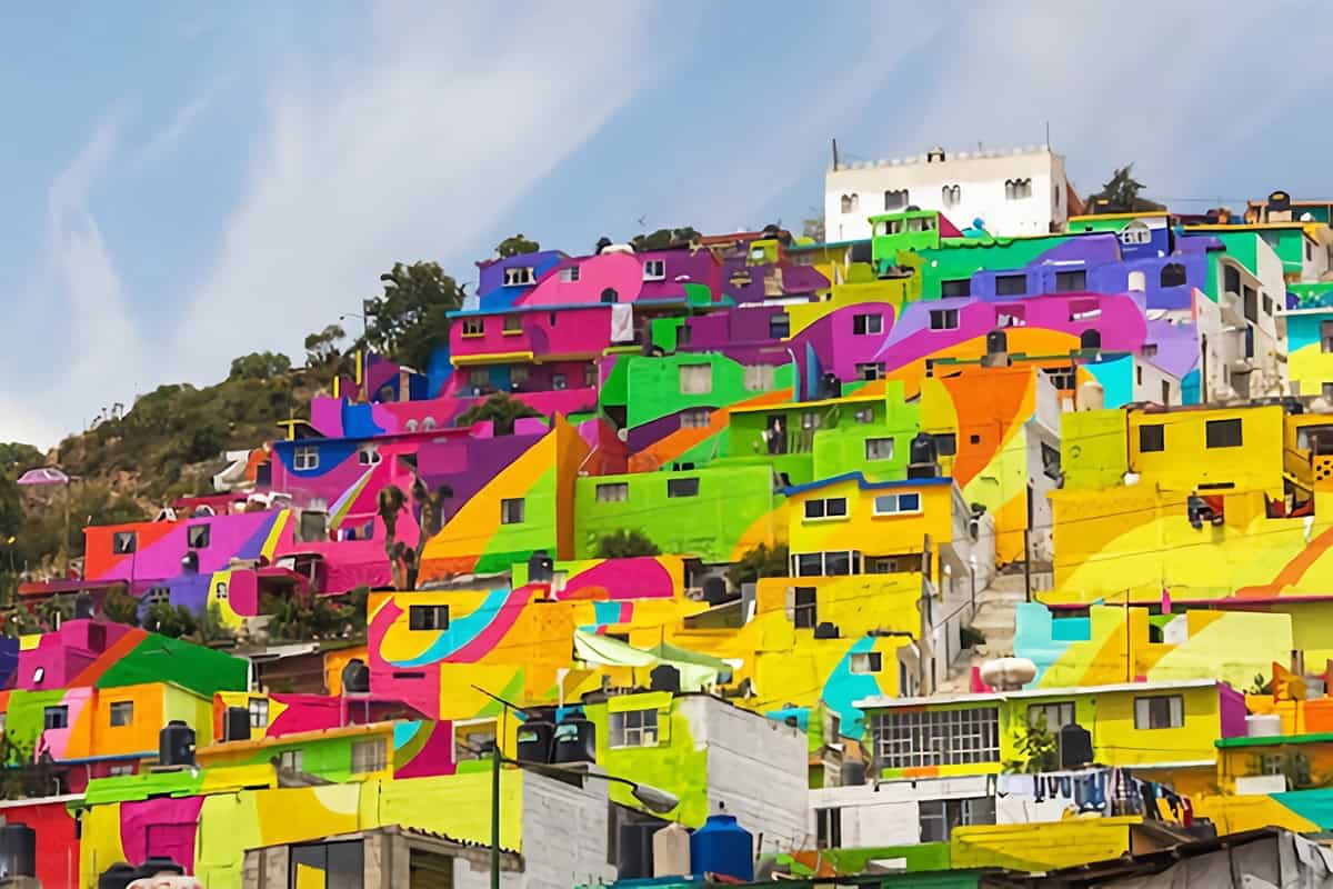 maisons colorées de Las Palmitas à Pachuca