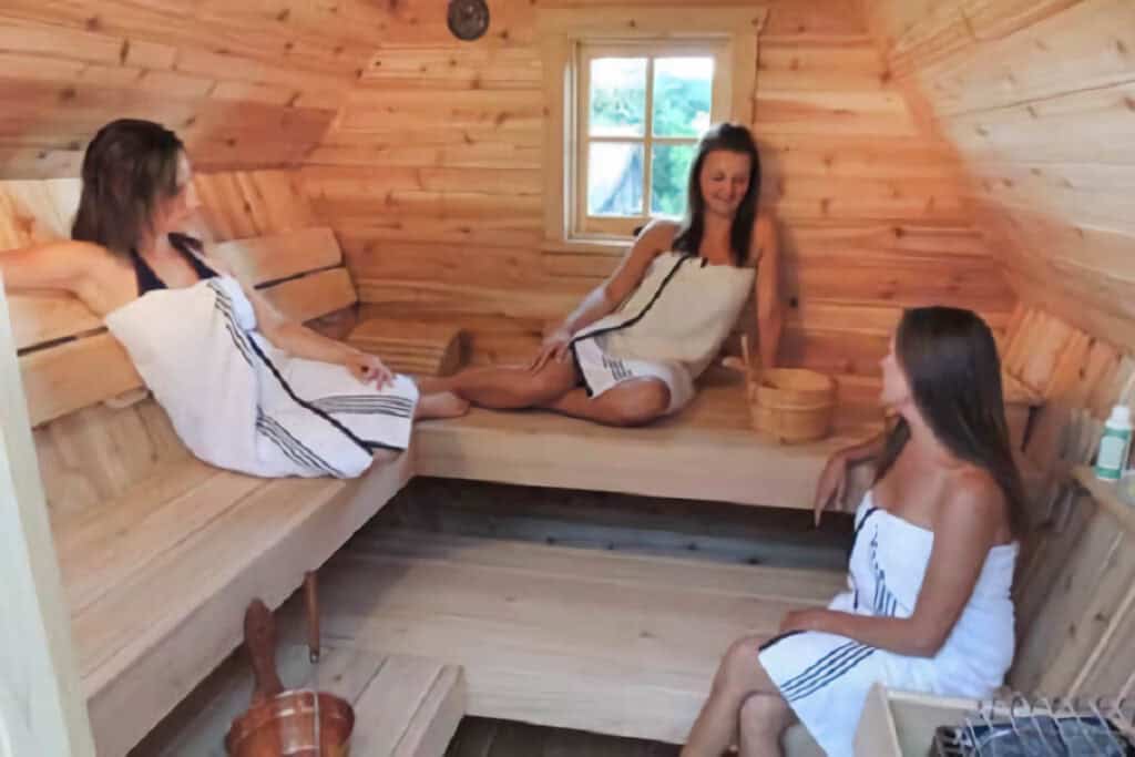 intérieur de la cabane sauna