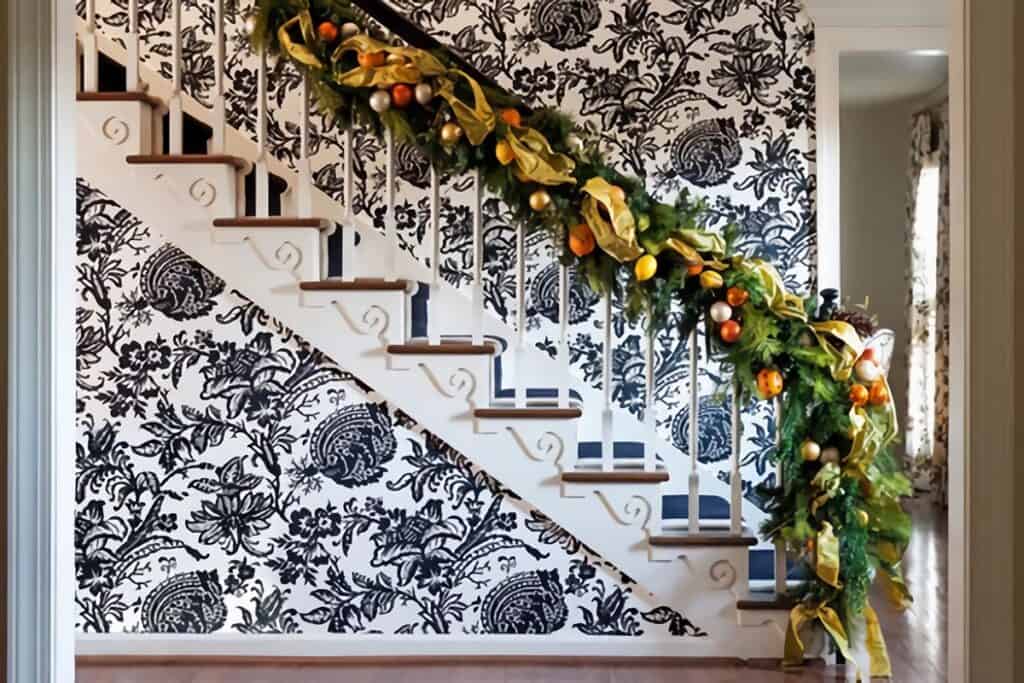 idée pour décorer un escalier à Noël