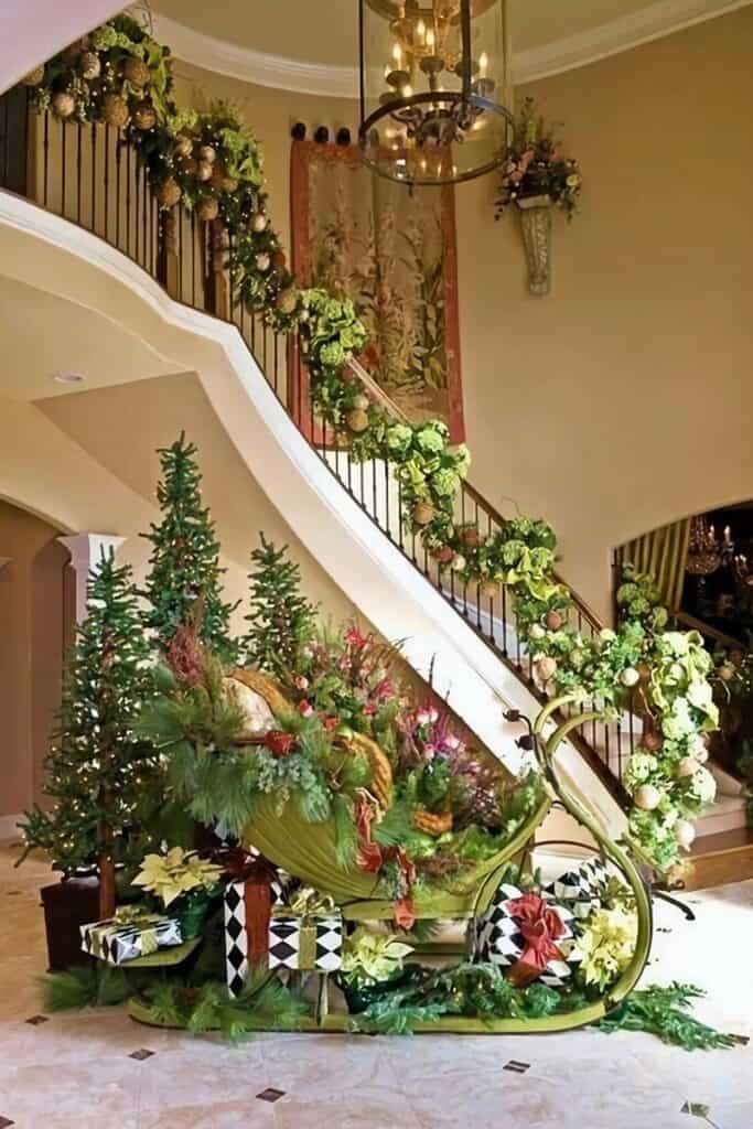 décoration florale escalier