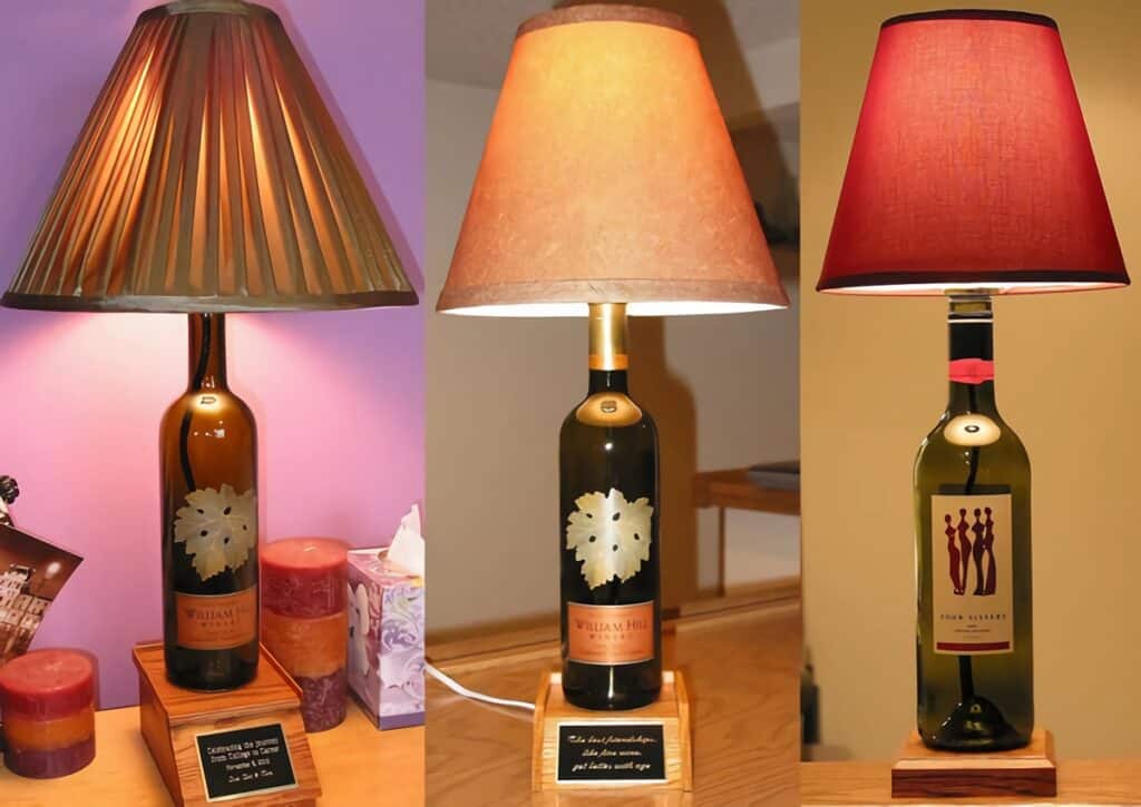 lampes sur pied avec bouteille de vin