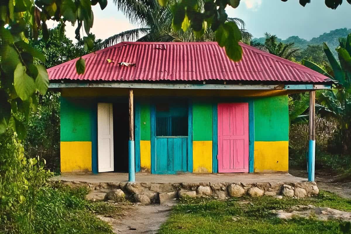 maison rurale colorée en Haïti