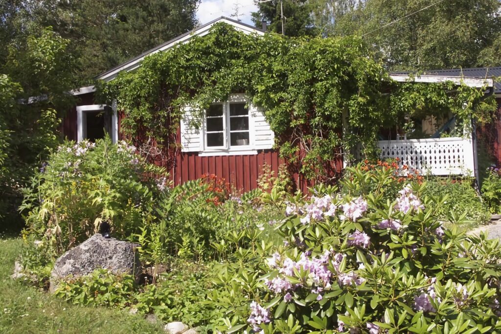 petite maison rouge en bois