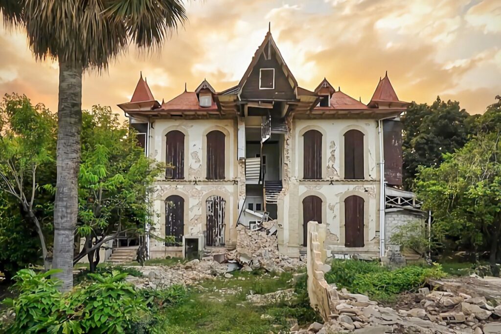 maison gingerbread abandonnée en Haïti