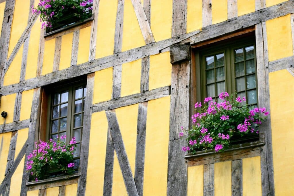 pans de bois et torchis jaune