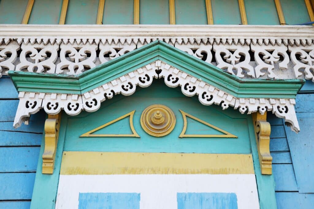 détail fenêtre maison en bois d'Irkoutsk