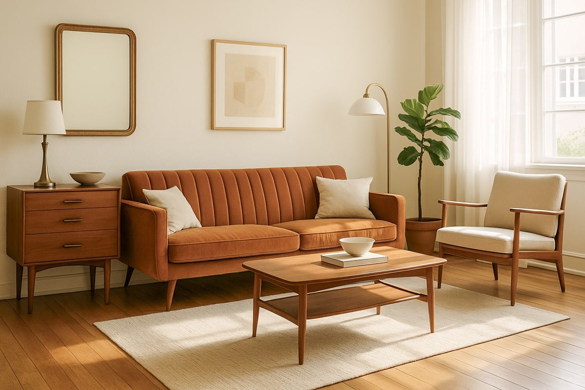 salon chic avec du mobilier vintage