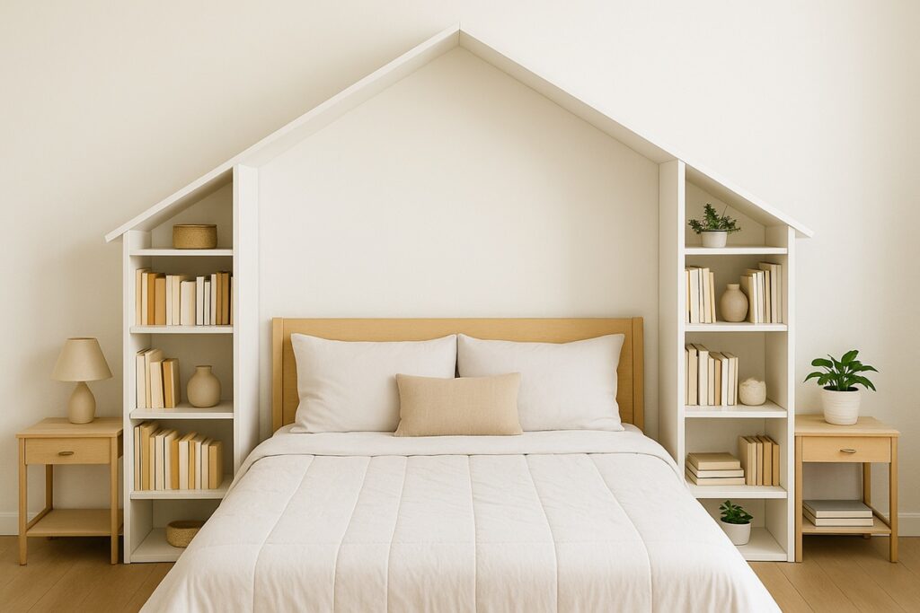 encadrement tête de lit en forme de maison