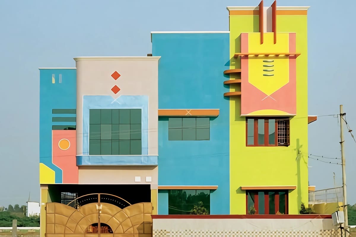 maison colorée Tiruvannamalai