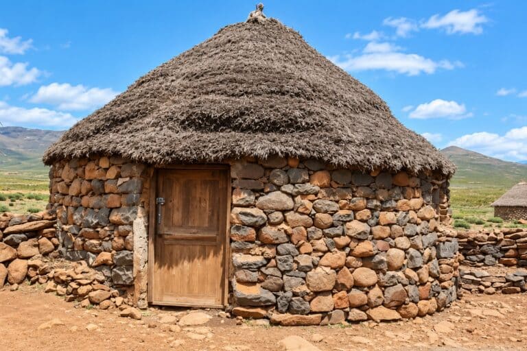 maison ronde basotho traditionnelle au Lesotho