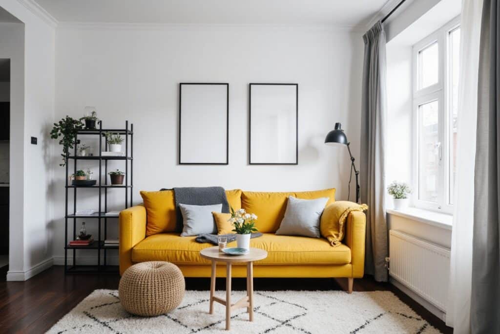 salon avec canpaé jaune