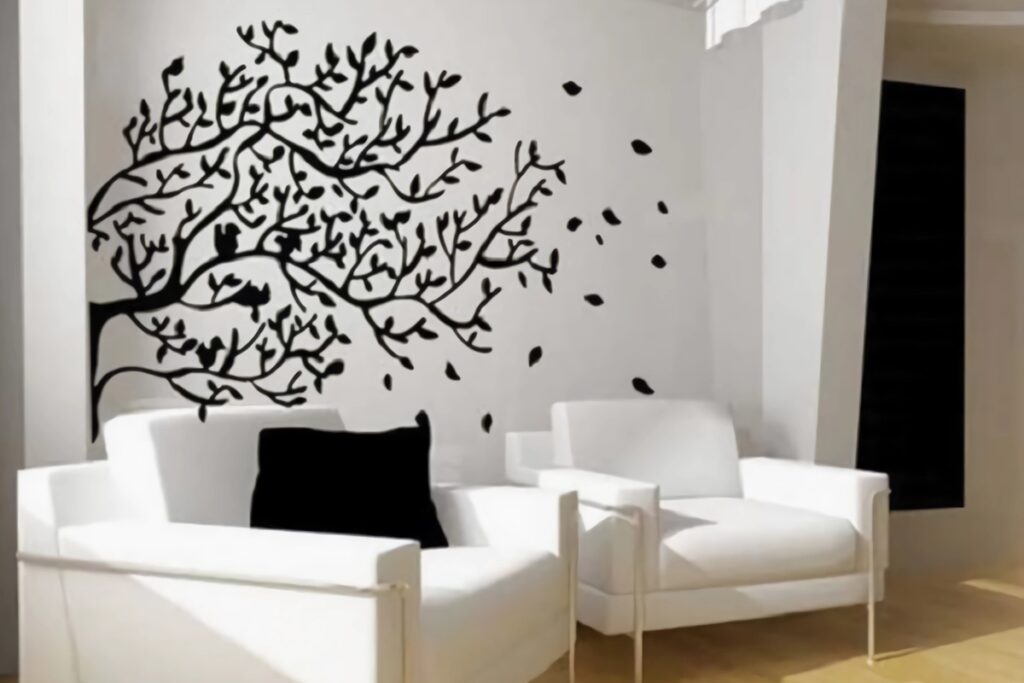 sticker mural dans un salon