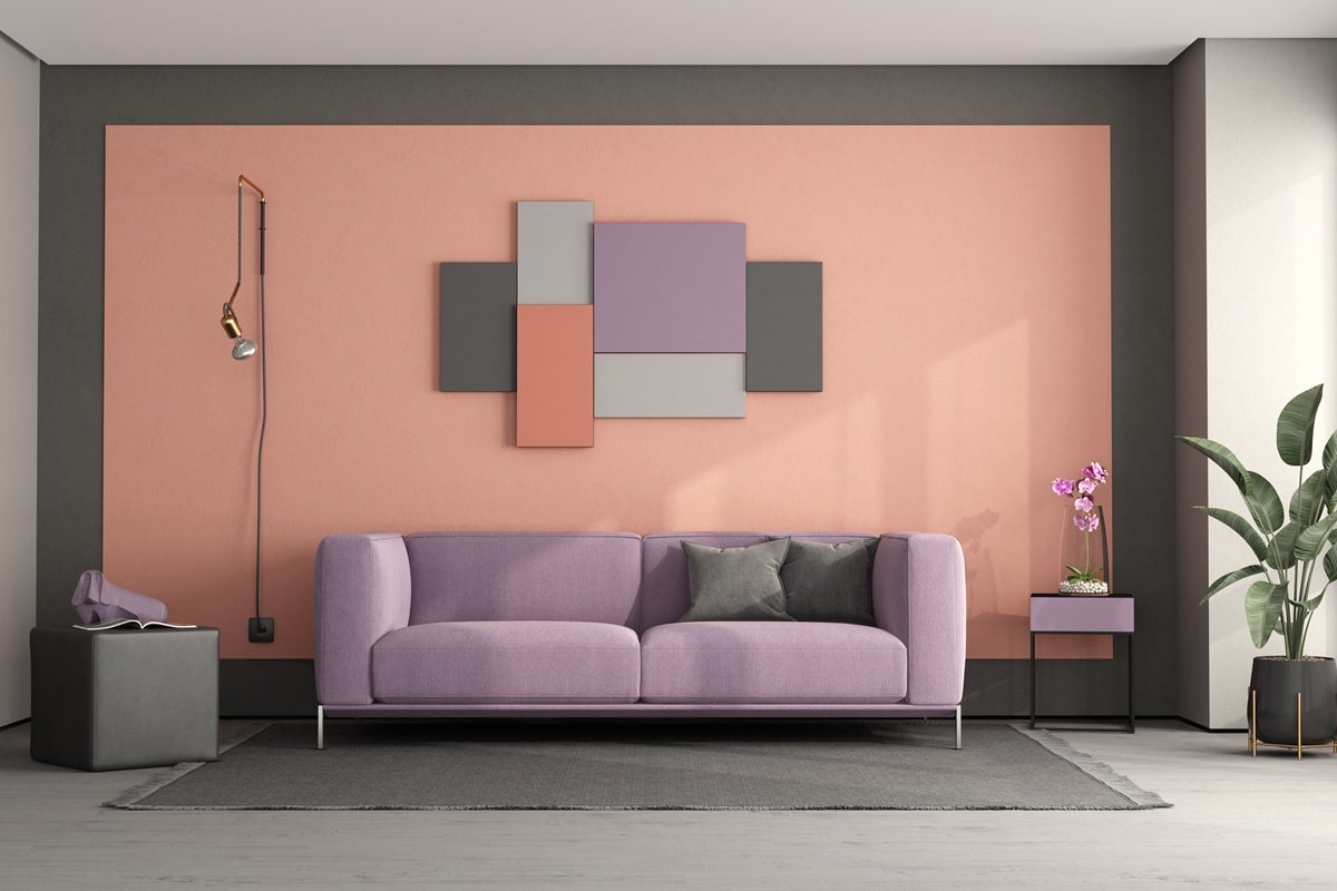 mur coloré dans un salon