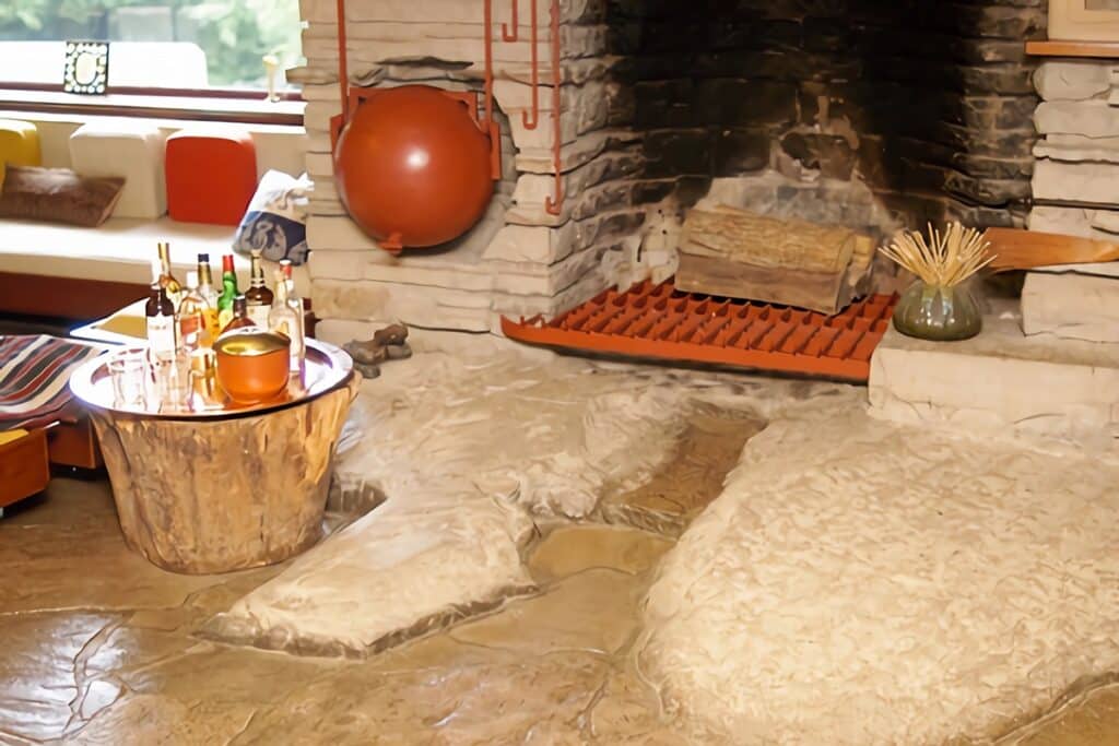 cheminée dans la maisons sur la cascade