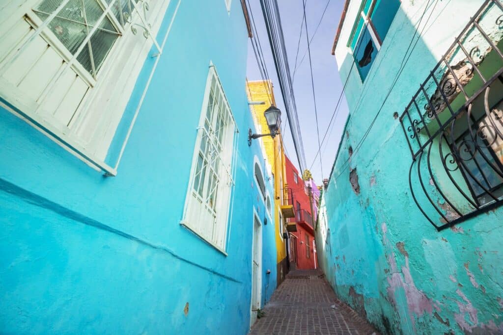 maisons bleues à Guanajuato