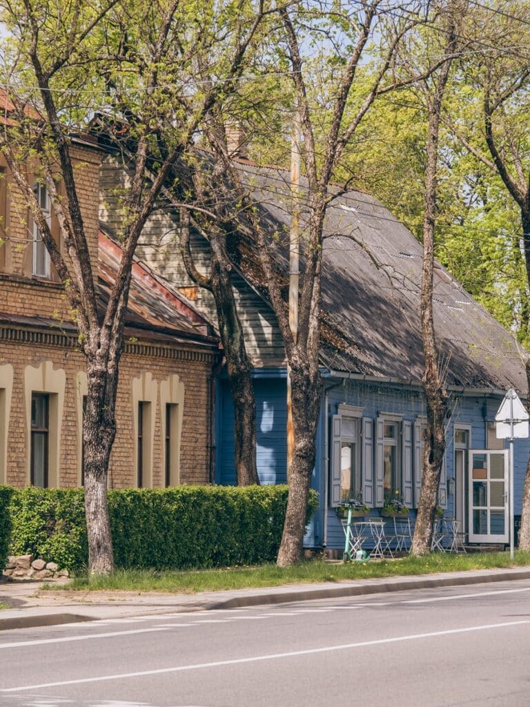 maisons en bois dans le quartier Žvėrynas à Vilnius