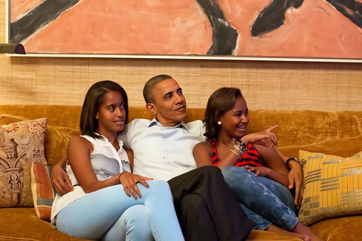 la famille Obama dans son appartement de la maison blanche