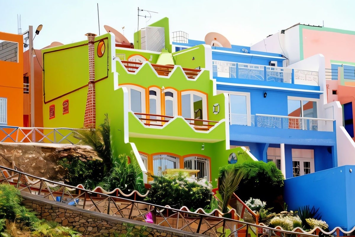 maisons colorées au Maroc