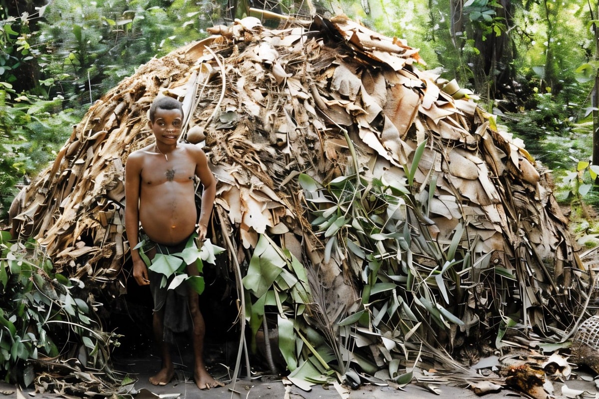 La hutte du peuple Mbuti