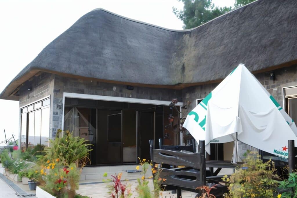 Maison au toit de chaume à Gisenyi