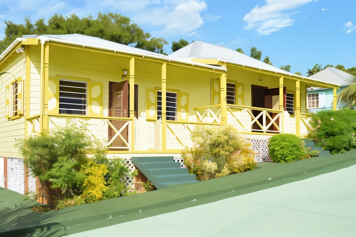 Maisons caribéennes colorées à Saint John
