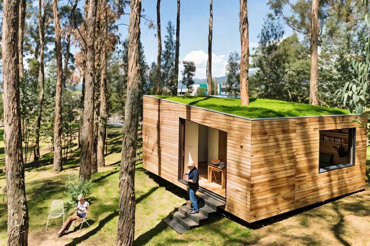 Petite maison à toit vert en Équateur