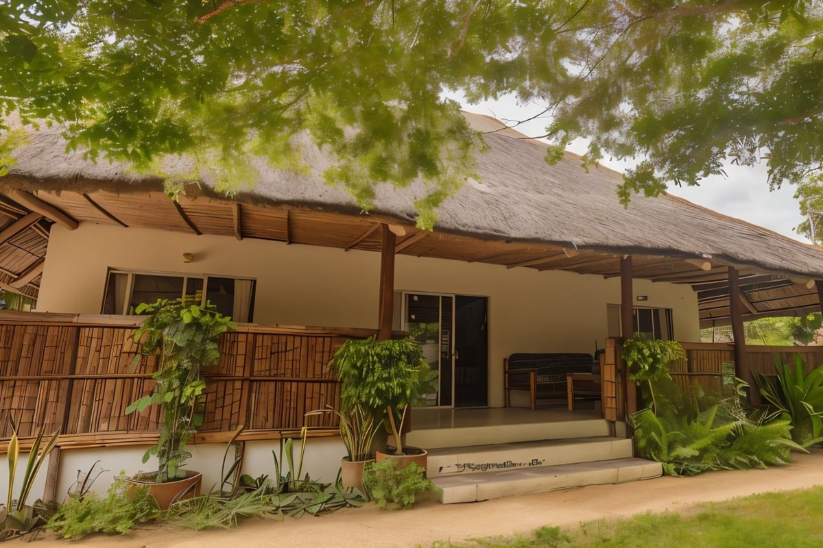 Superbe maison au toit de chaume à Inhambane au Mozambique
