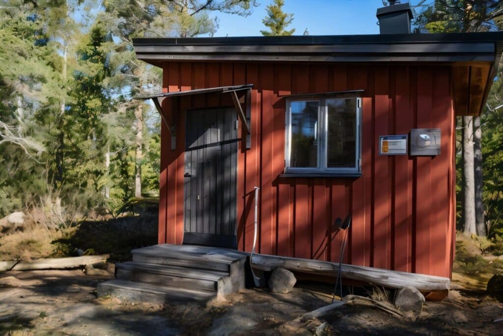 Cabane suédoise peinte en rouge de Falun