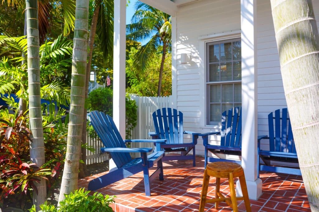 porche d'une conch house à Key West