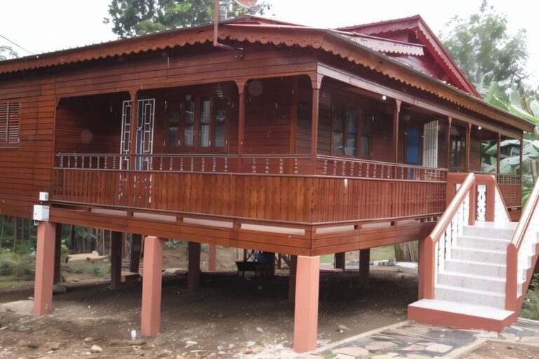 maison en bois sur pilotis sur l'île de Sao Tomé