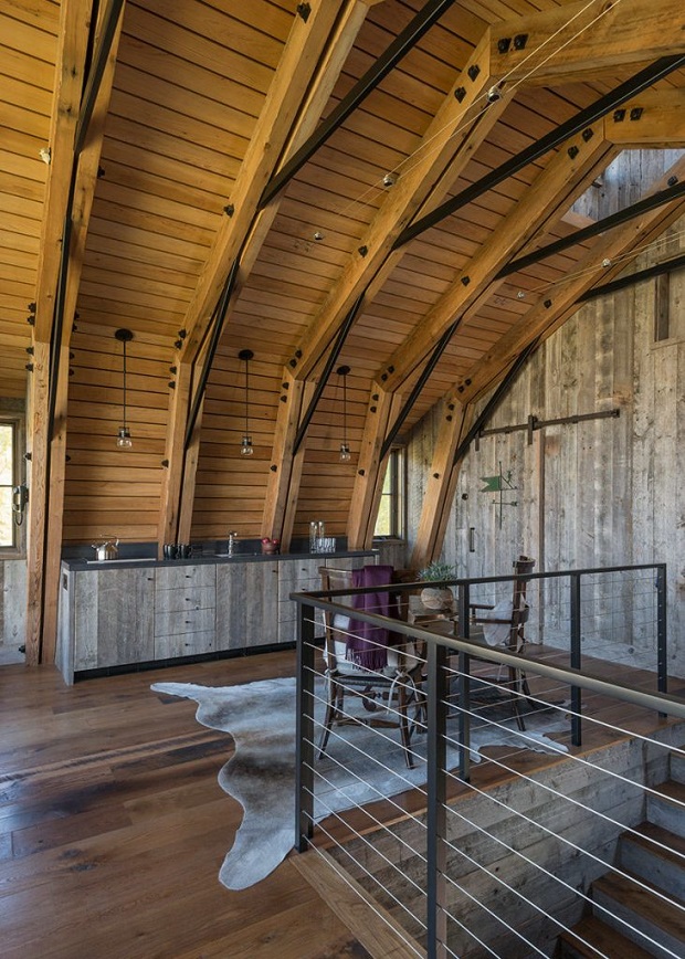 Une magnifique maison moderne style grange dans le Wyoming