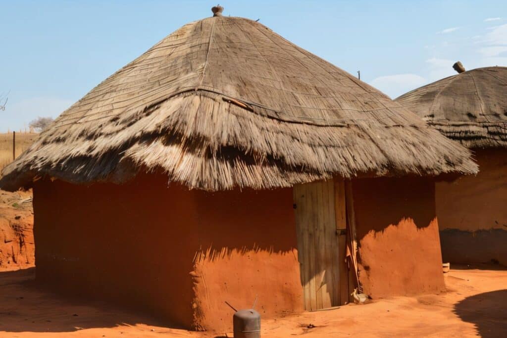 hutte de boue rurale au swaziland