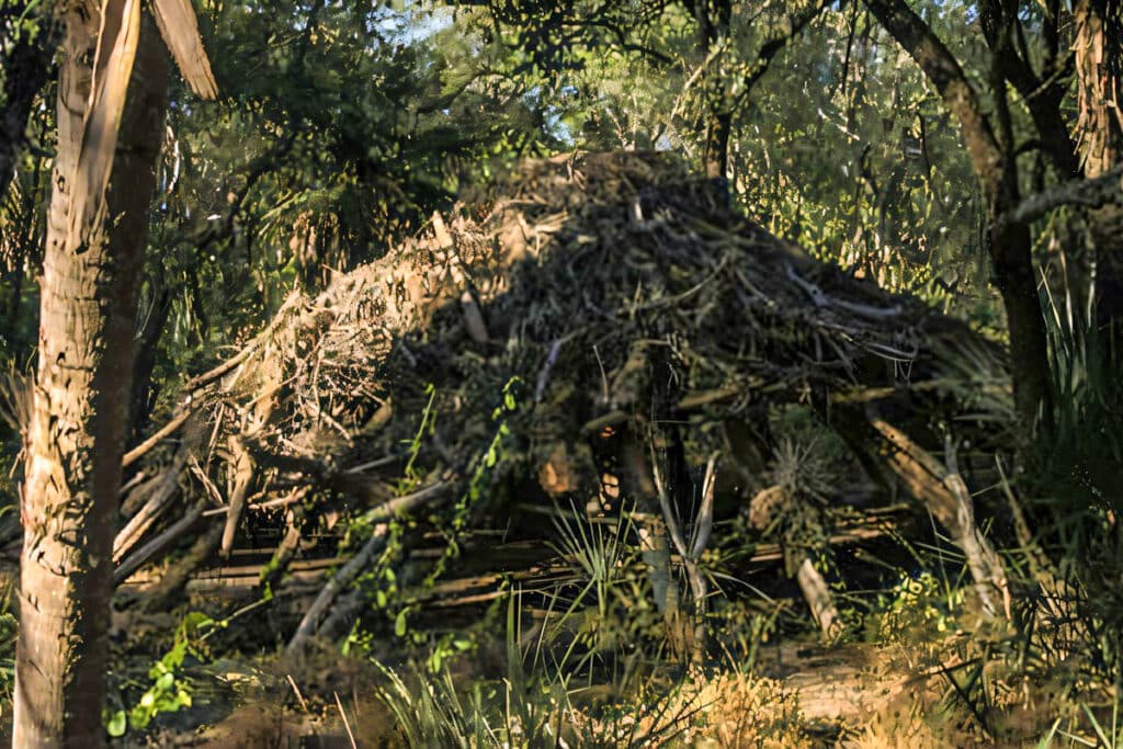 Une maison abandonnée dans le Chaco paraguayen appartenant à des Indiens isolés Ayoreo-Totobiegosode