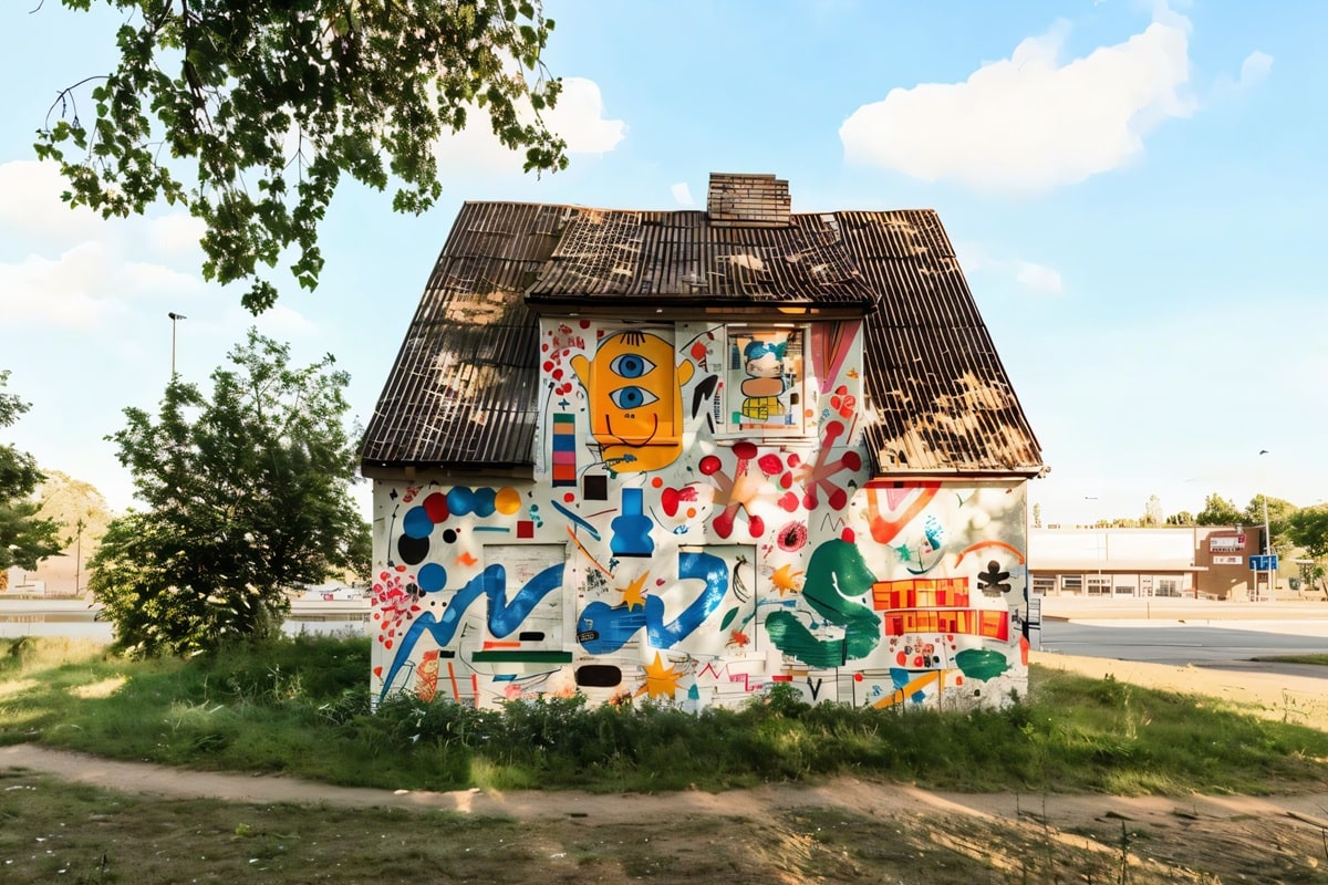 Une maison lituanienne abandonnée transformée avec des graffitis