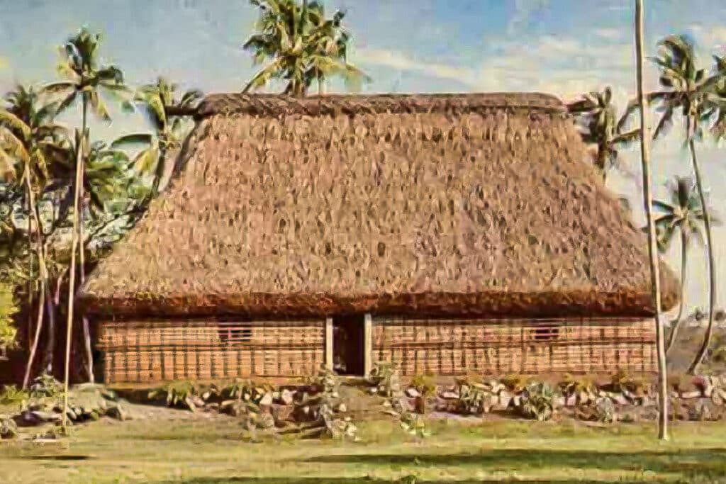 photo ancienne d'une Bure traditionnelle des Fidji