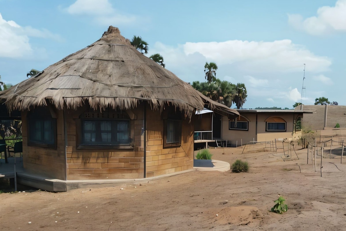 Belle hutte de briques au Congo